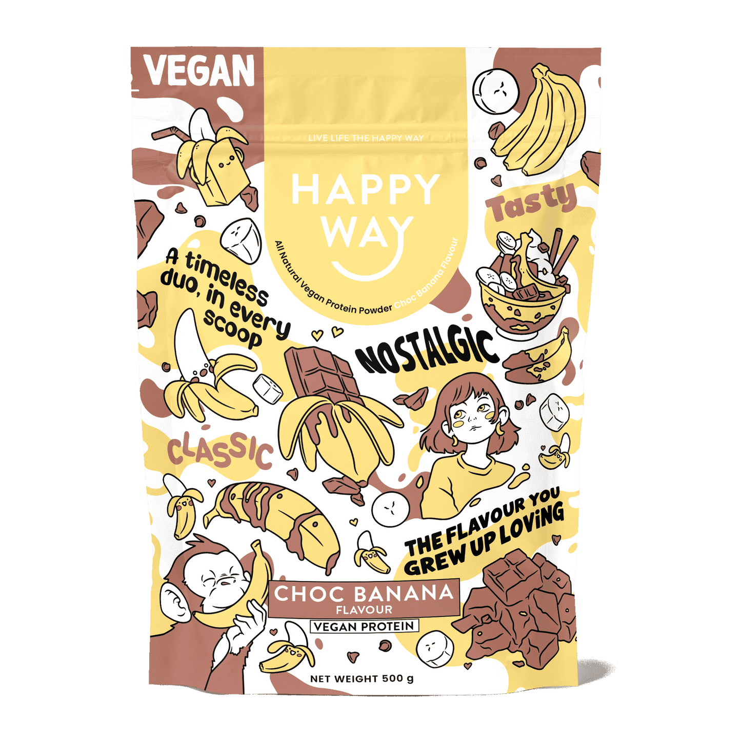 Choc Banana Vegan Protein Powder 500g