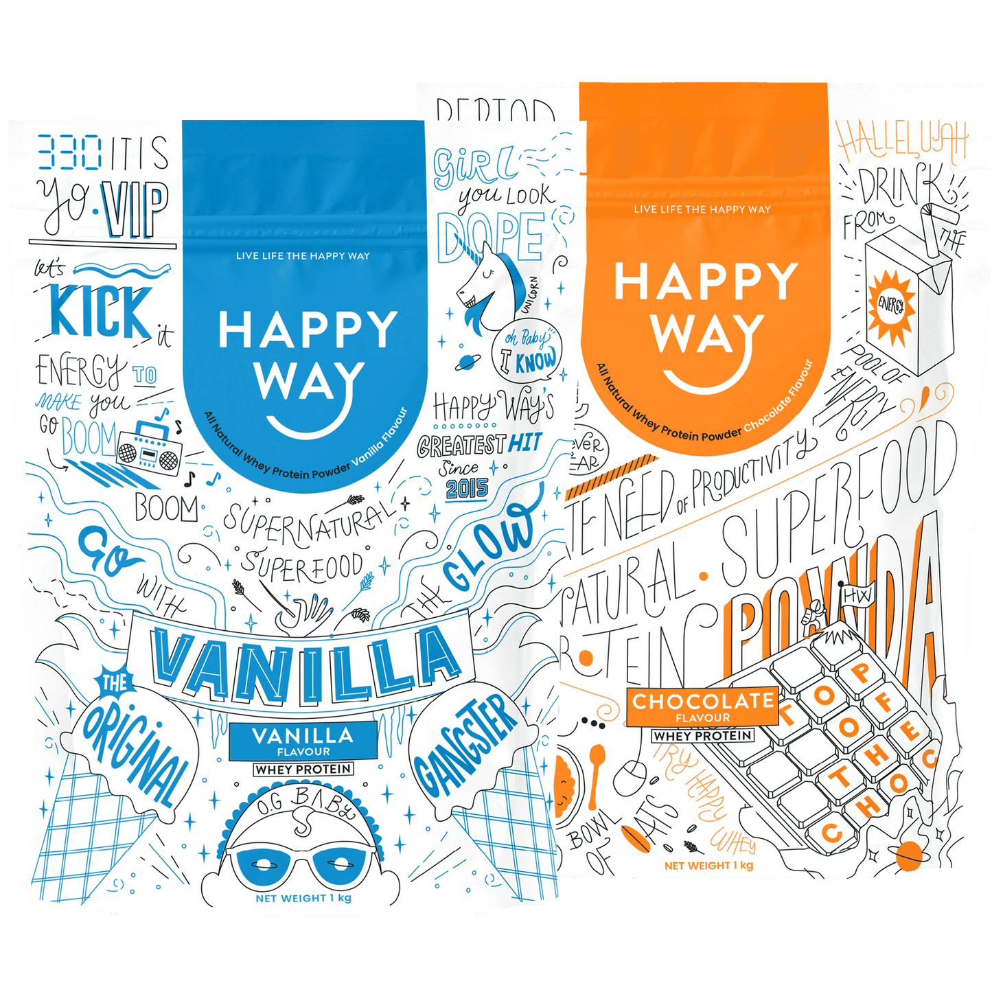 Vanilla Whey Protein & Choc Whey Protein 1kg Bundle