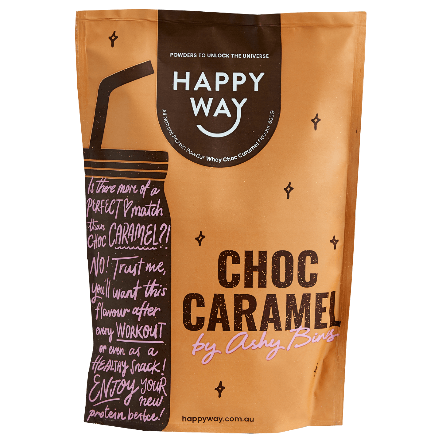 Ashy Bines Choc Caramel Whey Protein Powder 500g