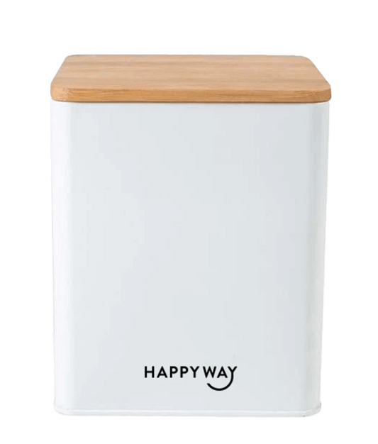 Protein Tin w/ Bamboo Lid - White